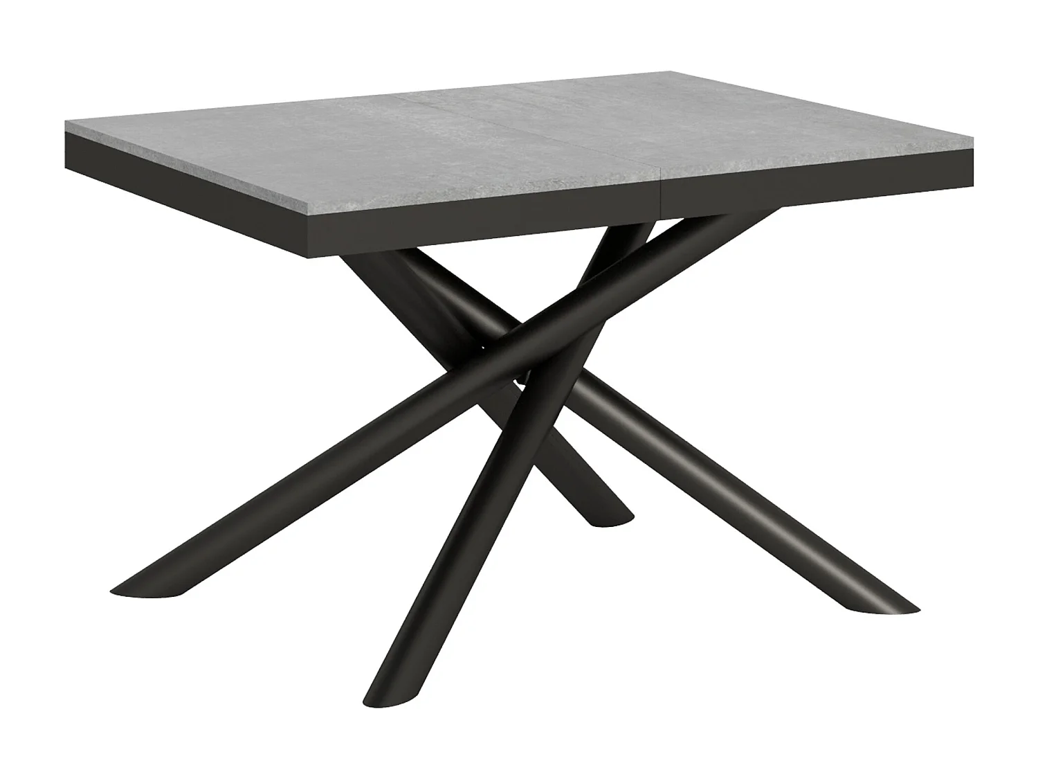 Ausziehtisch 90x120/380 cm Famas Evolution Zement mit Eisenrahmen aus Anthrazit