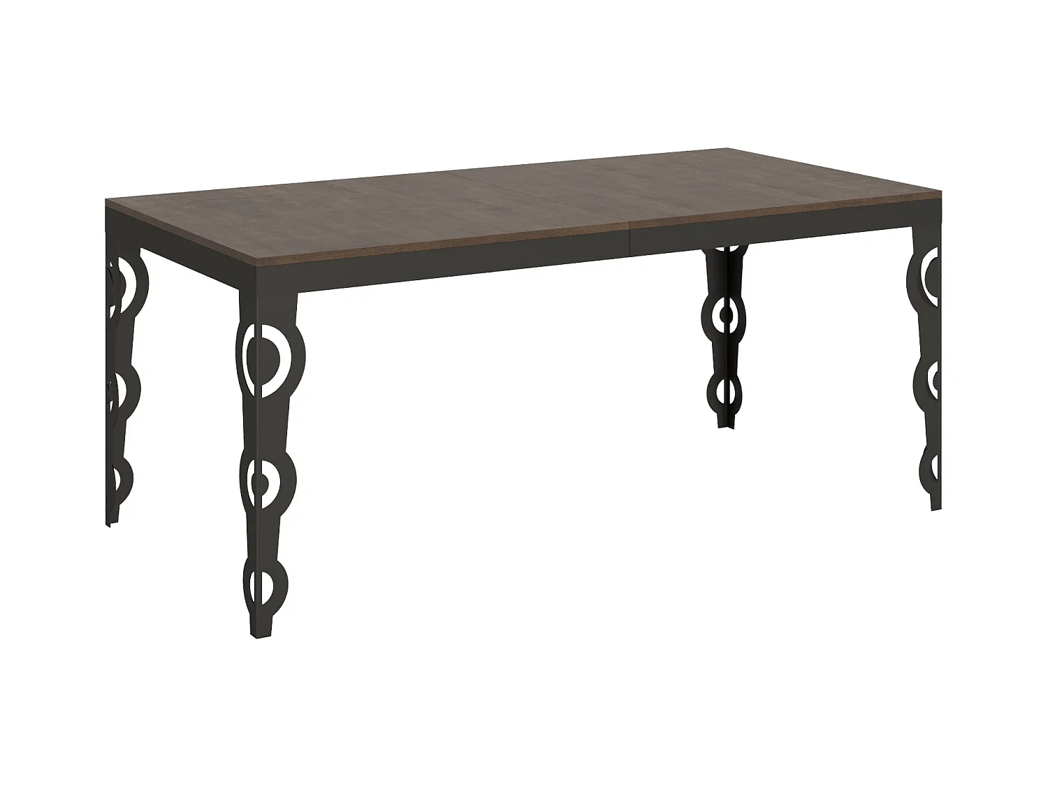 Table extensible 90x180/440 cm Karamay Evolution Noyer cadre Anthracite