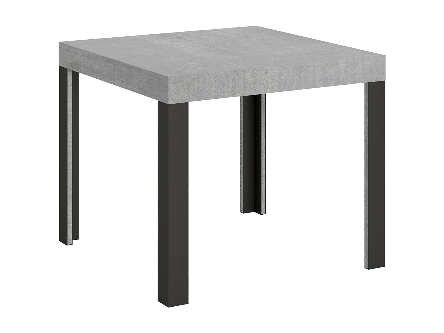 Table extensible 90x90/246 cm Linea Gris Béton cadre Anthracite