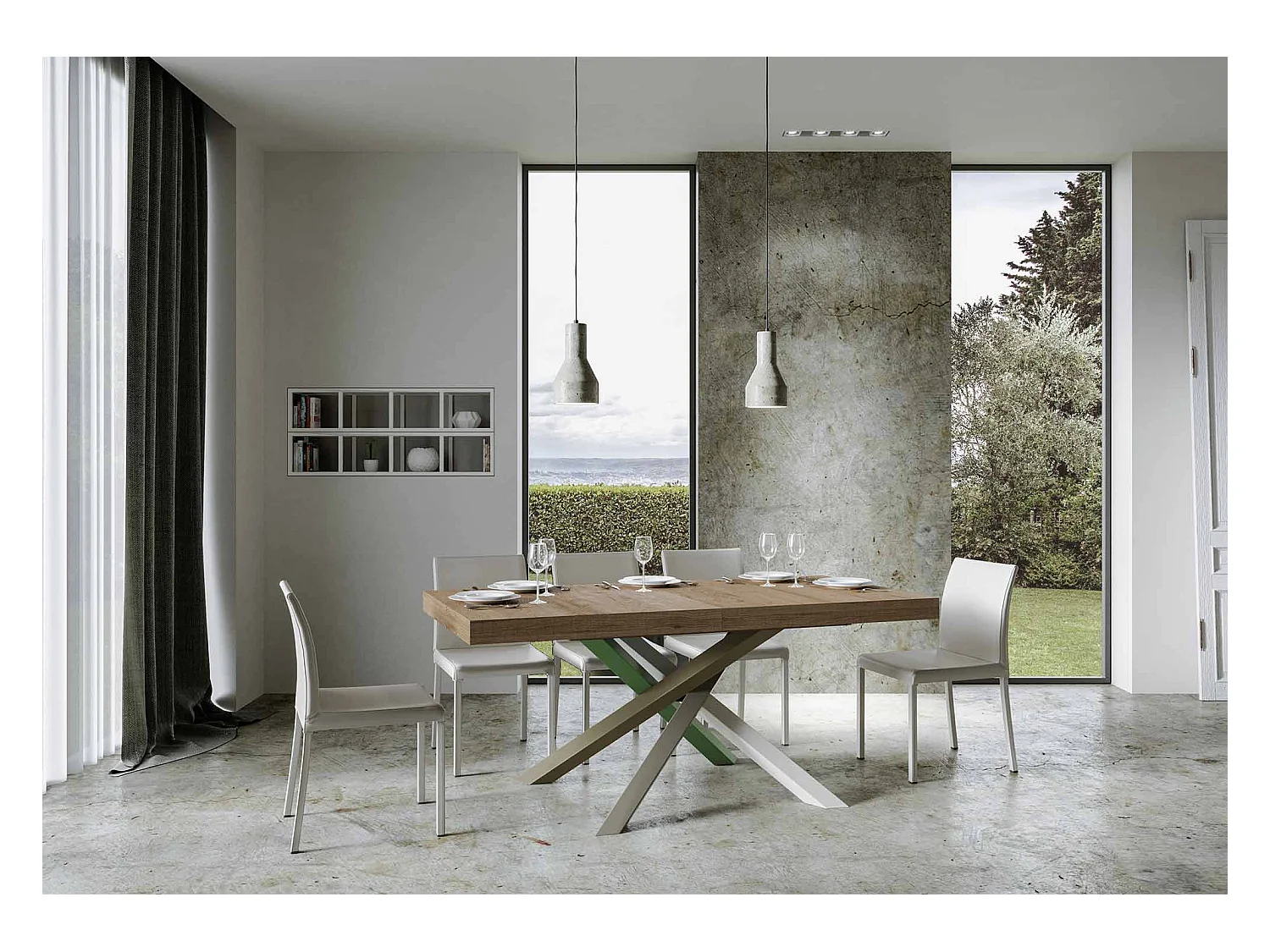 Ausziehbarer Tisch 90x180/440 cm Volantis Quercia Natura Gestell 4/A