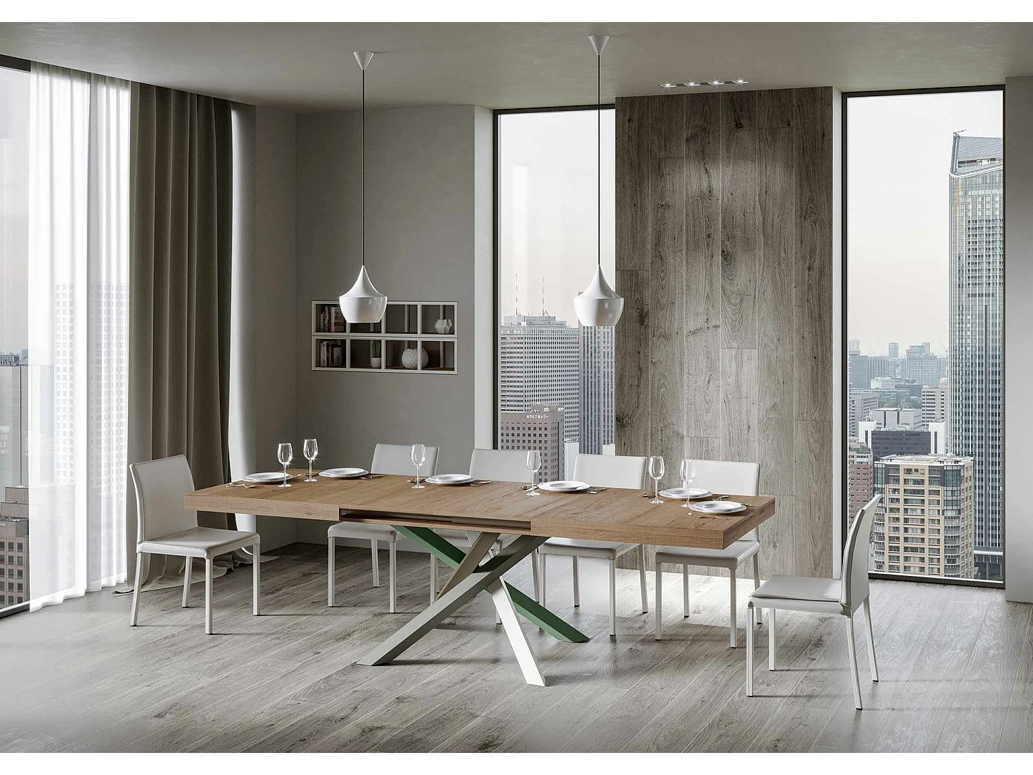 Ausziehtisch 180/440x90 cm Volantis Eiche Natur Tischbeinein 4/A Farbkombination