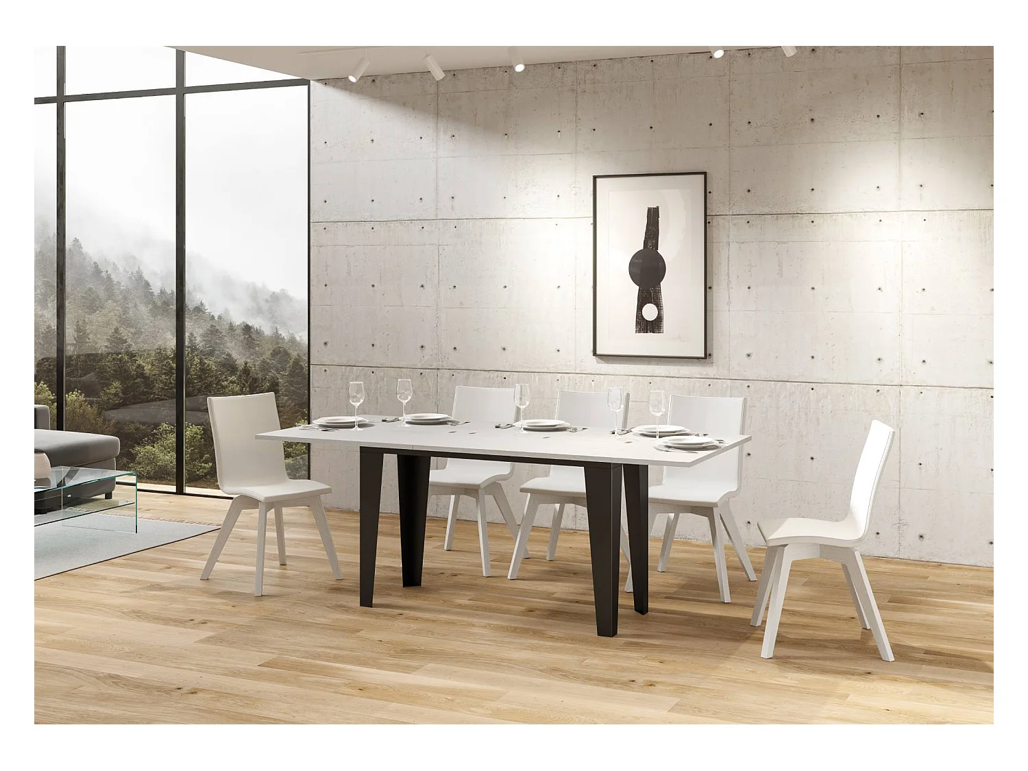 Tavolo apribile 120/200x45/90 cm Flame Double bianco frassino