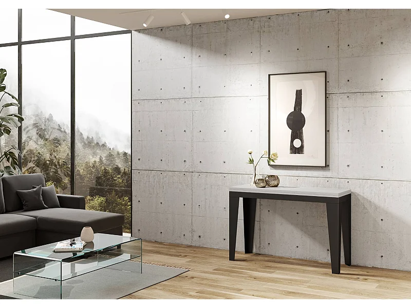 Table extensible portefeuille 120/200x45/90 cm Flame Double Frêne Blanc cadre Anthracite