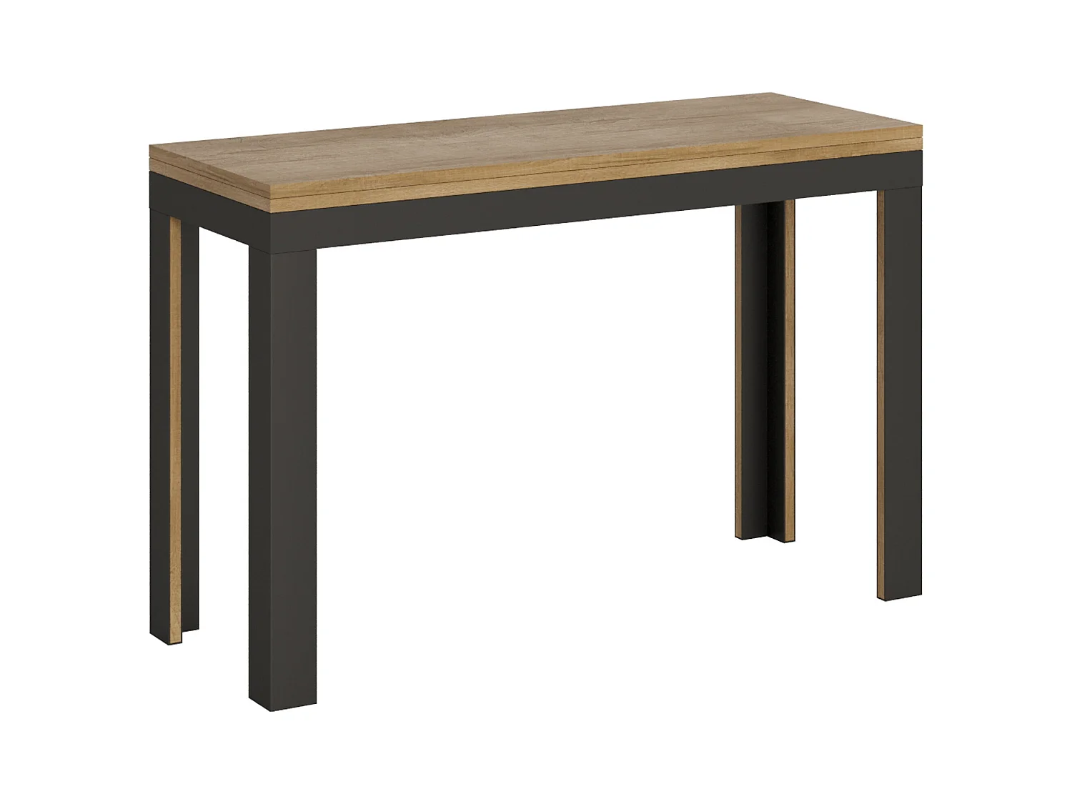 Table extensible portefeuille 120x45/90 cm Linea Double Chêne Nature cadre Anthracite