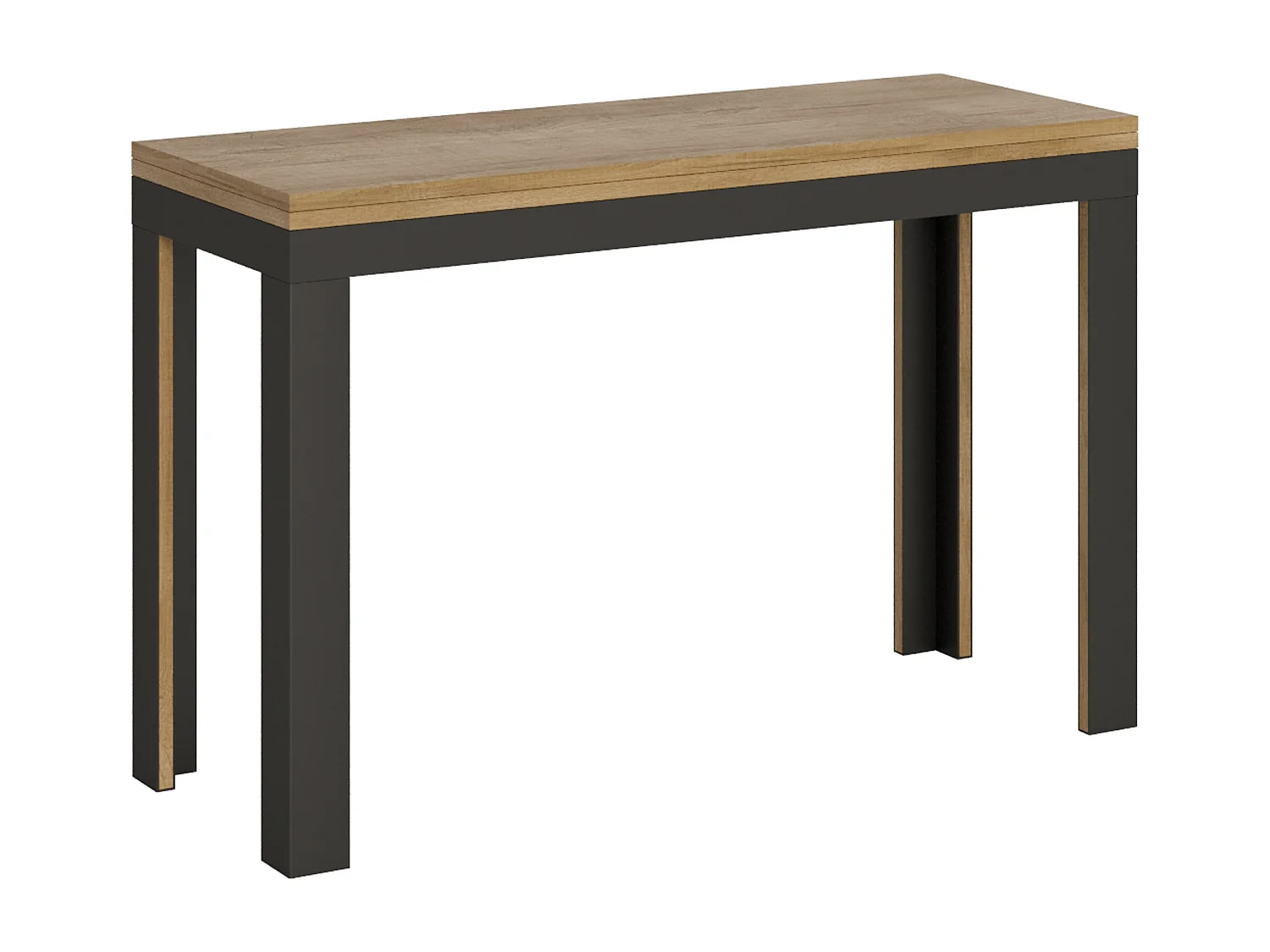 Table extensible portefeuille 120x45/90 cm Linea Double Chêne Nature cadre Anthracite