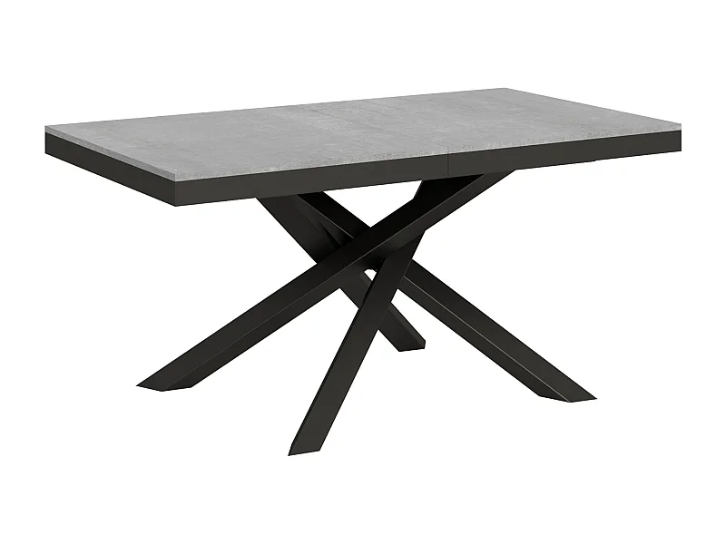 Uitschuifbare tafel 160/420x90 cm Volantis Evolution cement met antraciet frame en poten