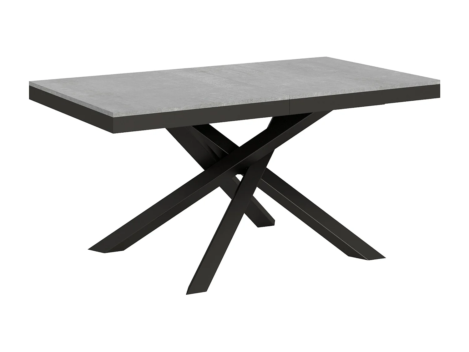 Uitschuifbare tafel 160/420x90 cm Volantis Evolution cement met antraciet frame en poten
