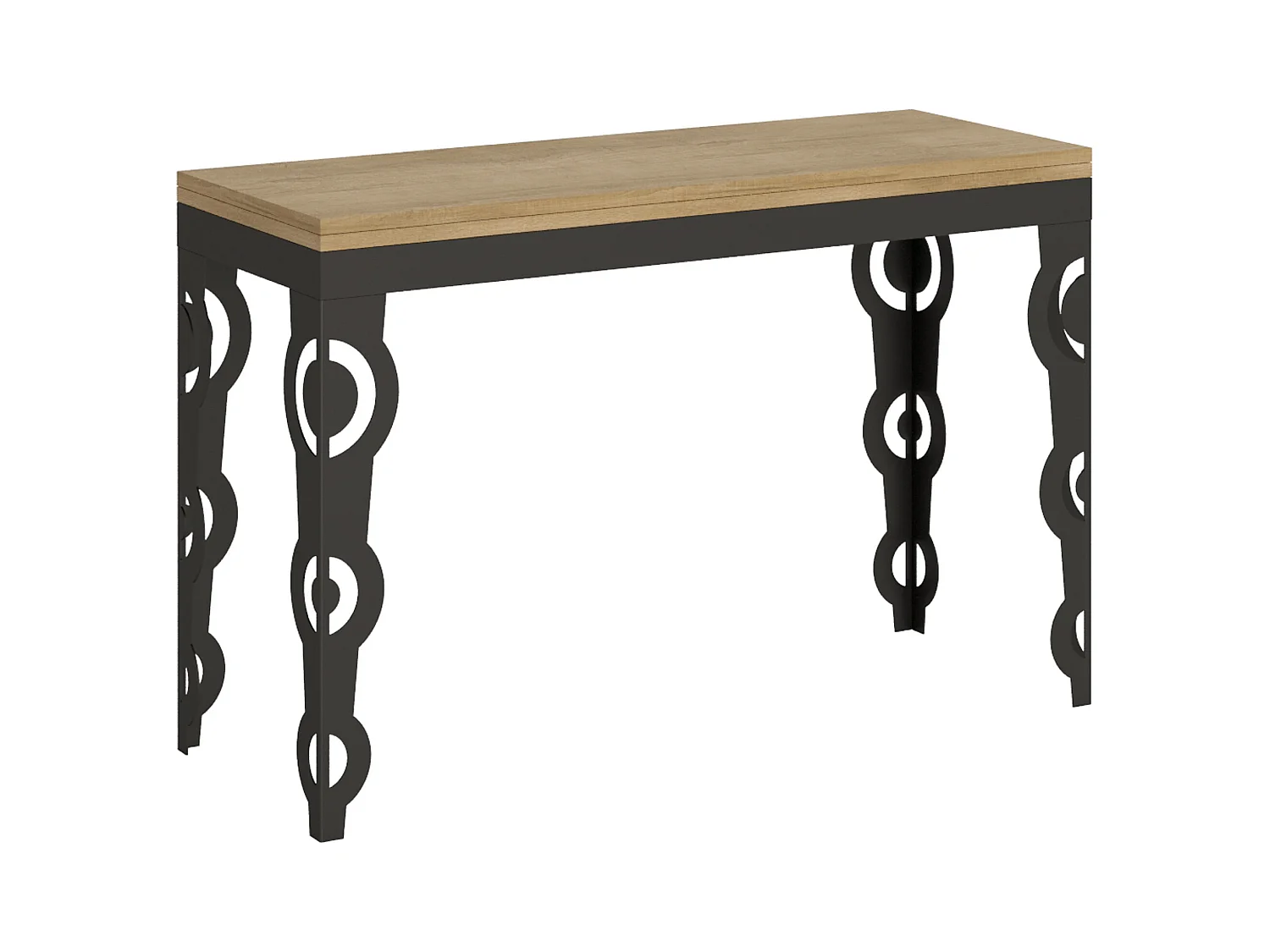 Mesa de jantar extensível tipo livro 120x45/90 cm Karamay Double Carvalho Natural quadro Antracite