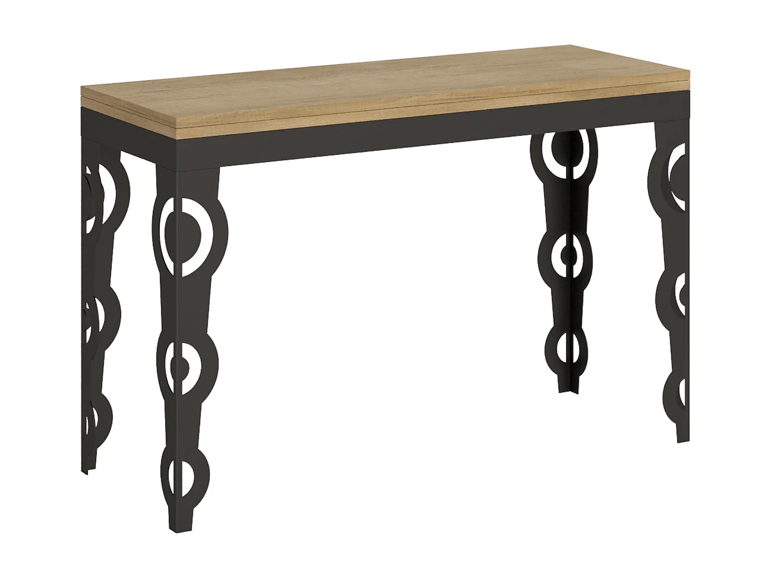 Table extensible portefeuille 120x45/90 cm Karamay Double Chêne Nature cadre Anthracite