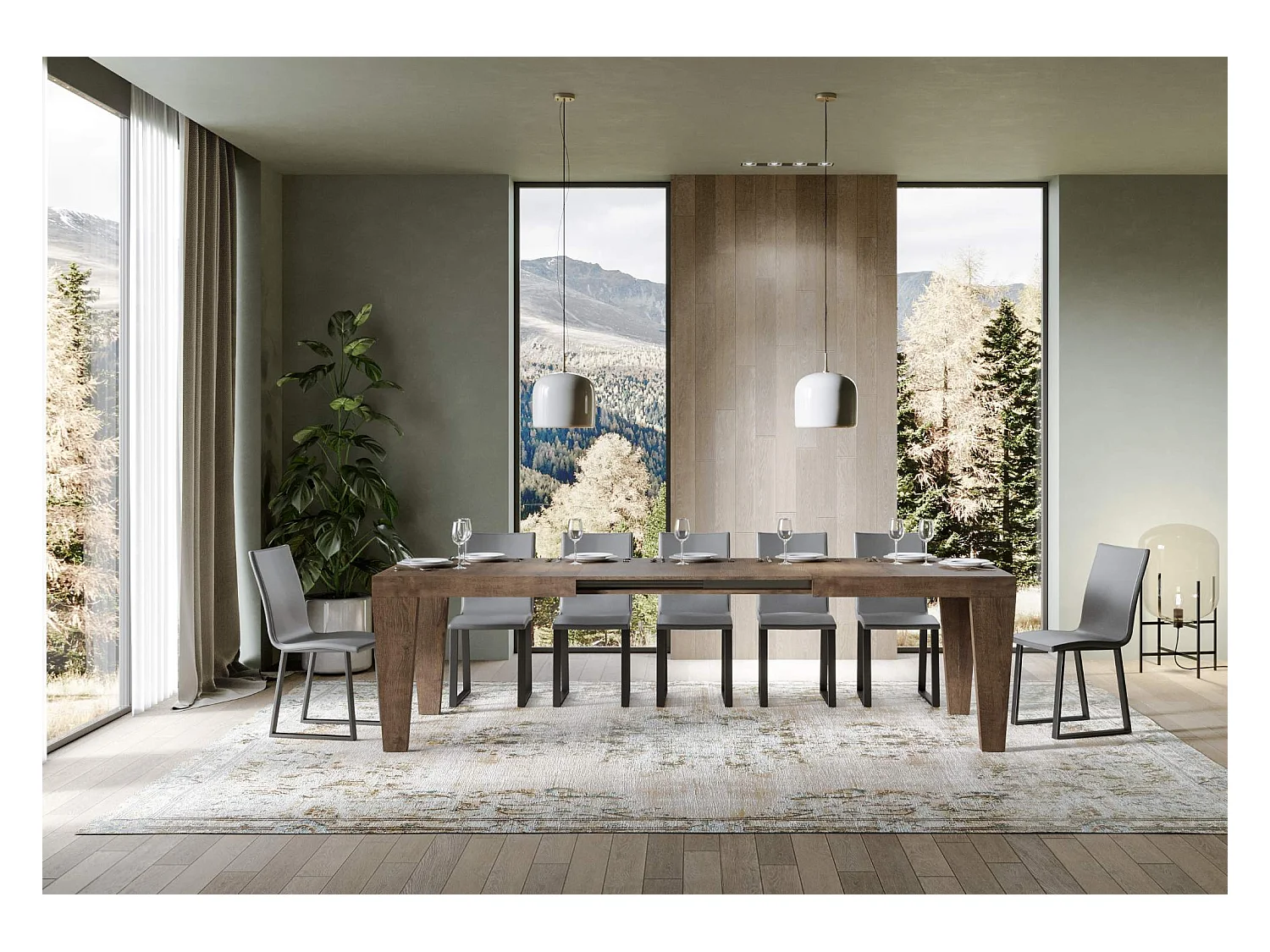 Table extensible 90x160/264 cm Spimbo Noyer