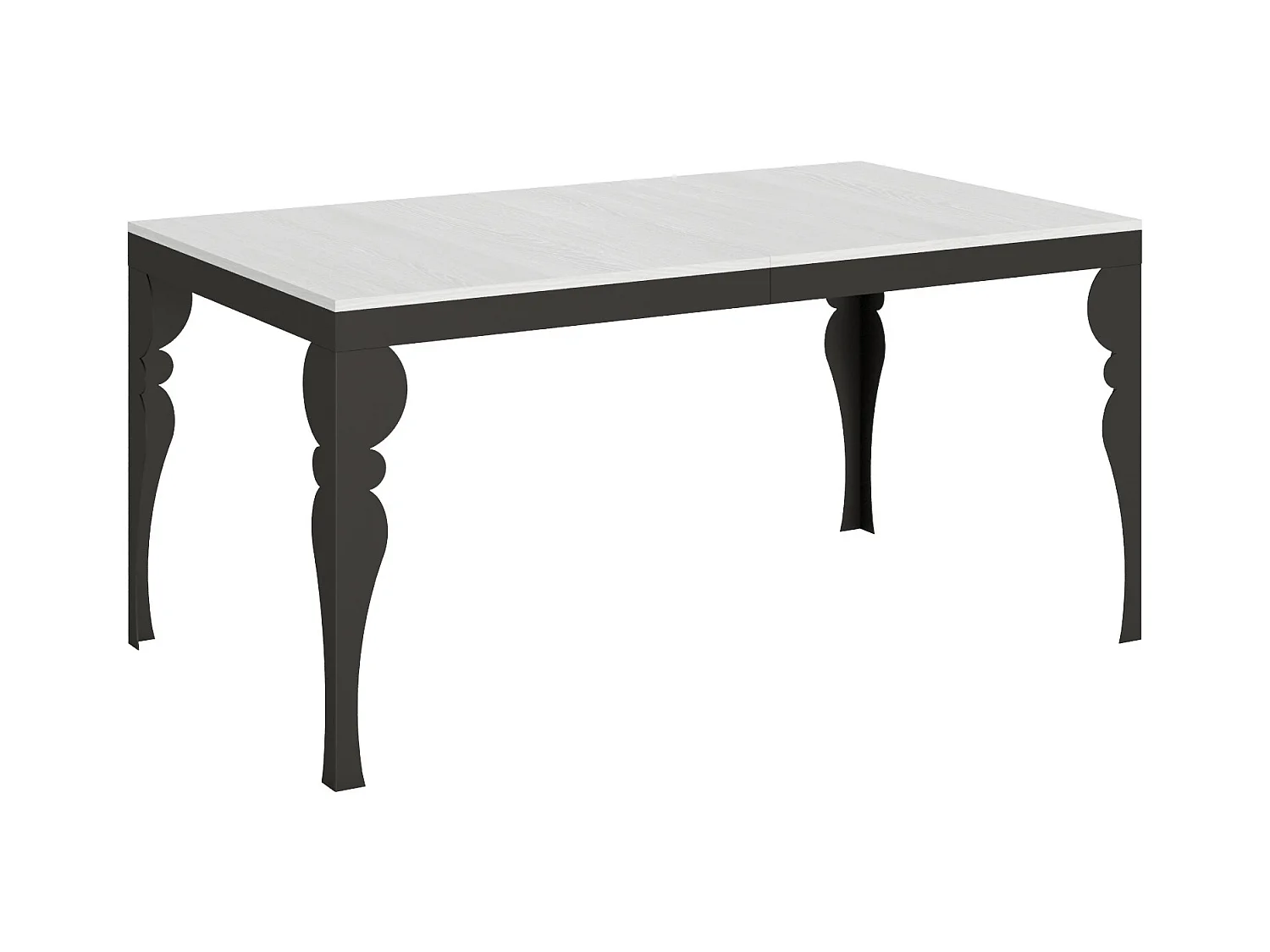 Uitschuifbare tafel 90x160/264 cm Paxon Evolution Wit Essen Antraciet frame
