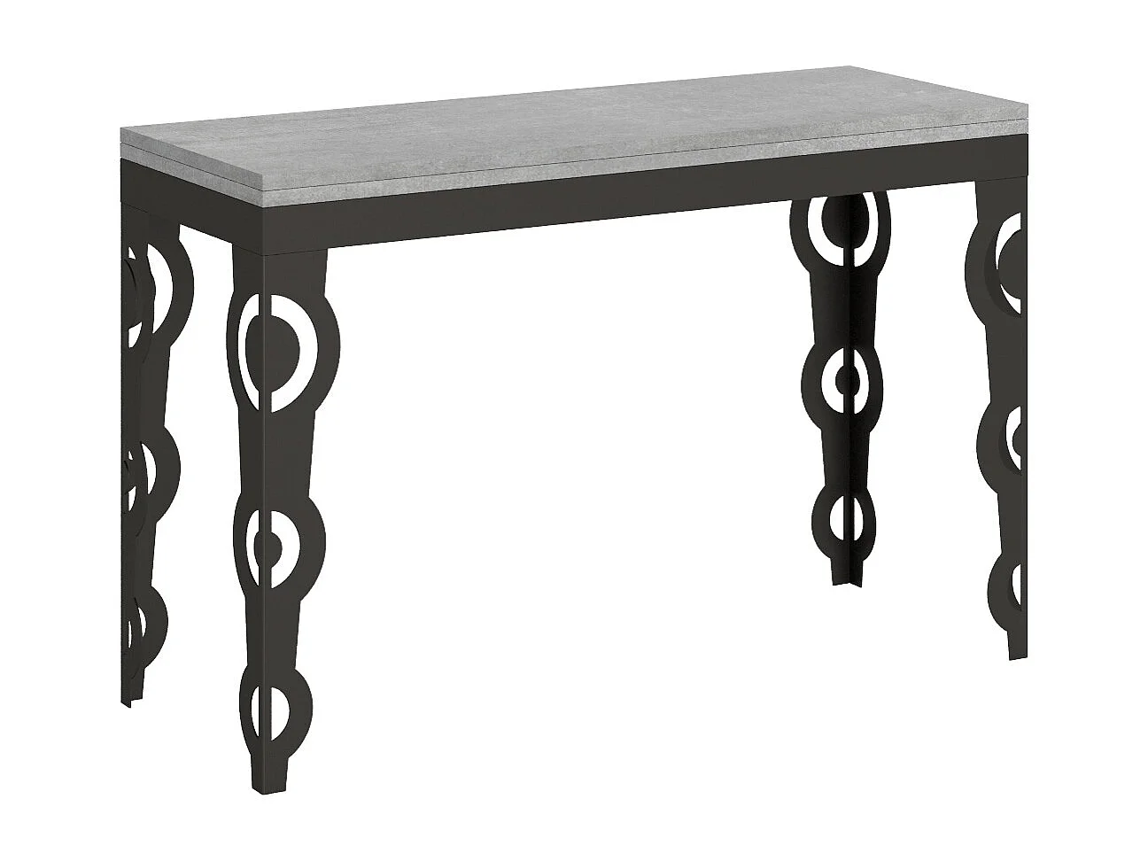 Table extensible portefeuille 120/200x45/90 cm Karamay Double Gris Béton cadre Anthracite