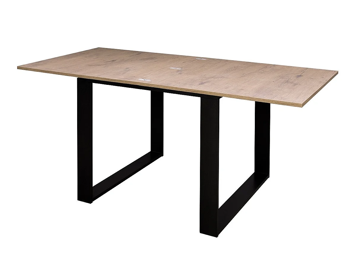 Table extensible portefeuille 90/180x90 cm Tecno Libra chêne nature cadre anthracite