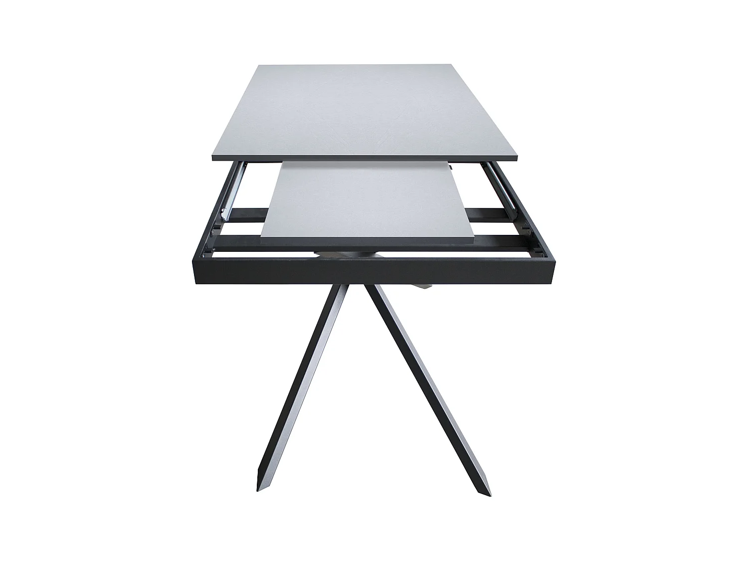 Mesa extensible 90x120/180 cm Ganty Fresno Blanco - canto del mismo color que la estructura Antracita