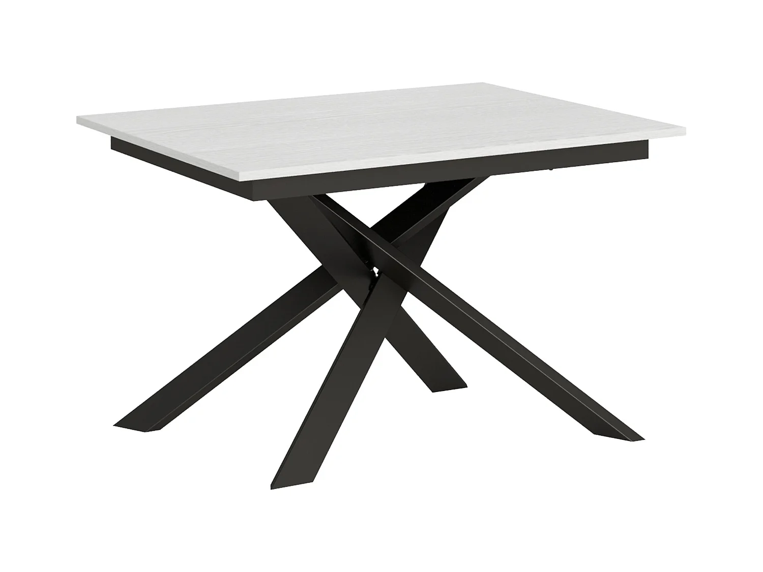 Table extensible 90x120/180 cm Ganty Frêne Blanc bande de chante en teinte cadre Anthracite
