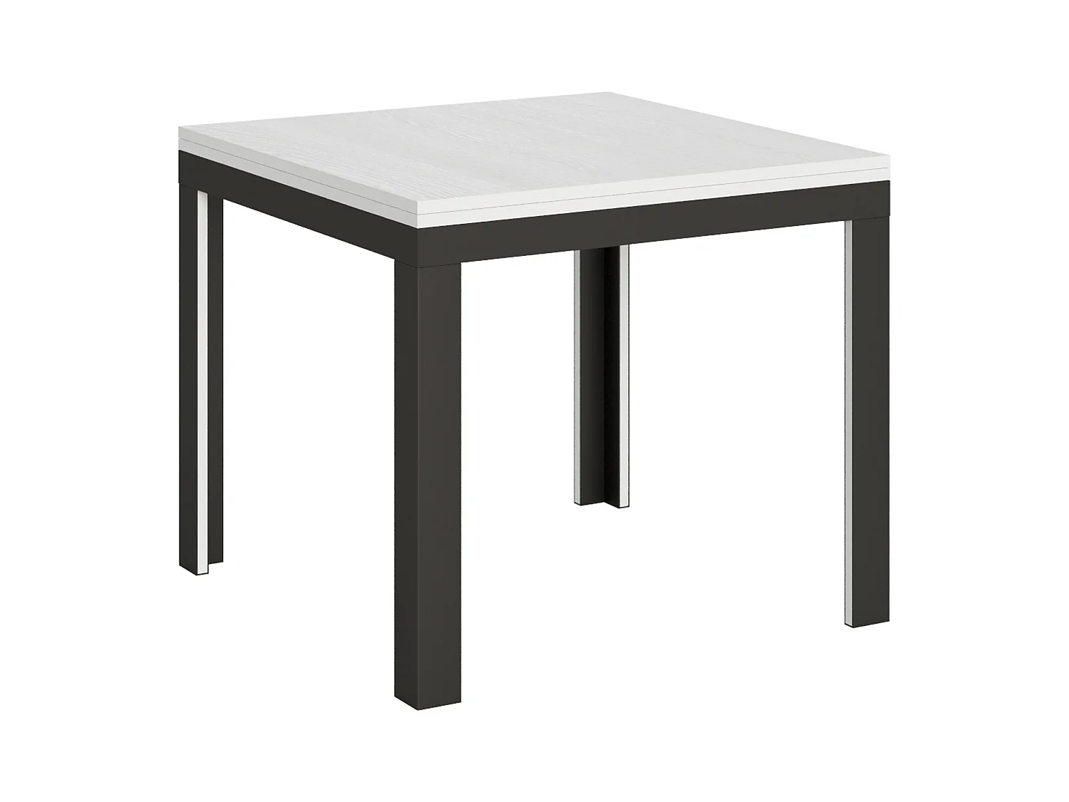 Table extensible portefeuille 90x90/180 cm Linea Libra Frêne Blanc cadre Anthracite