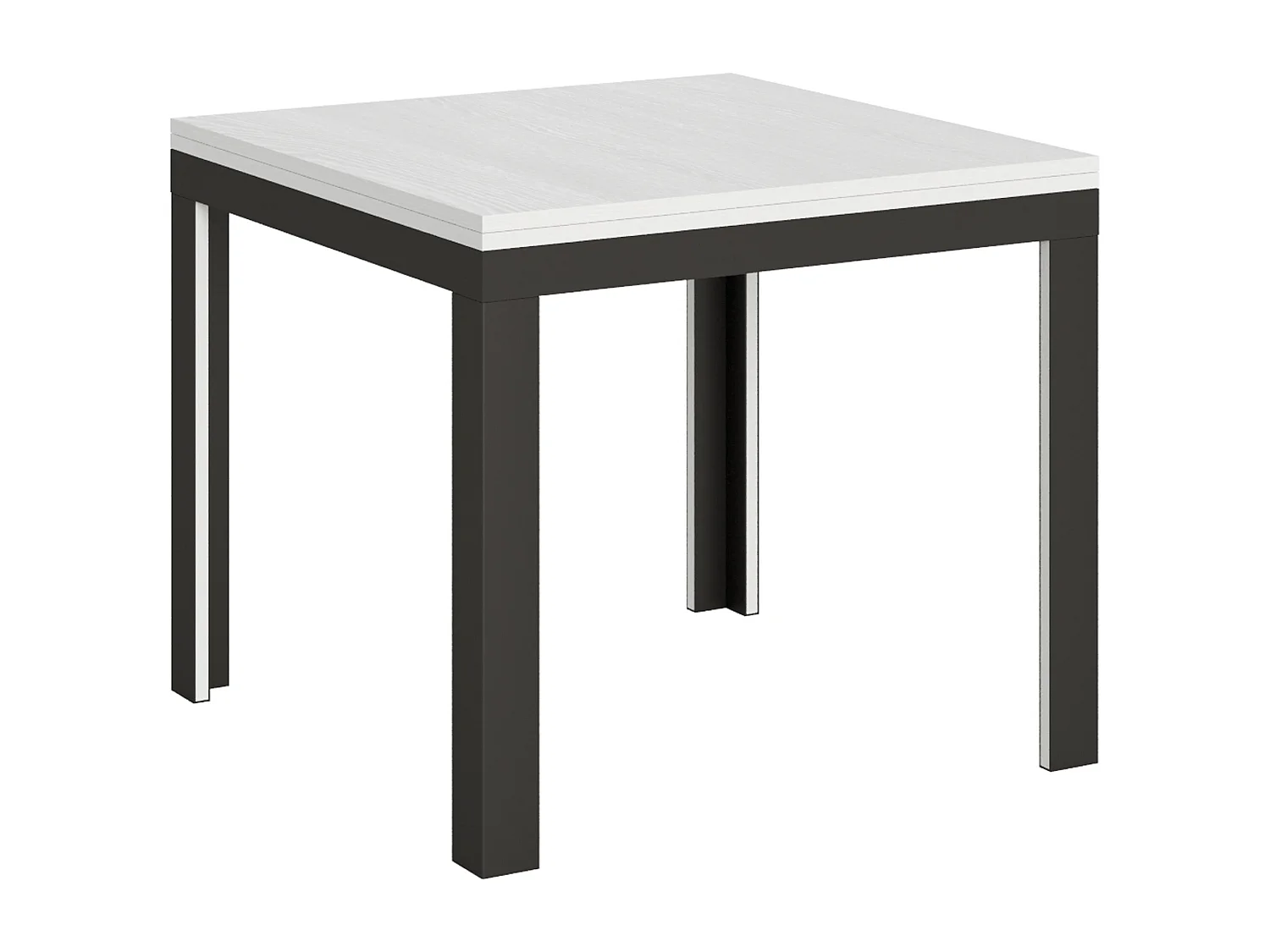 Table extensible portefeuille 90x90/180 cm Linea Libra Frêne Blanc cadre Anthracite
