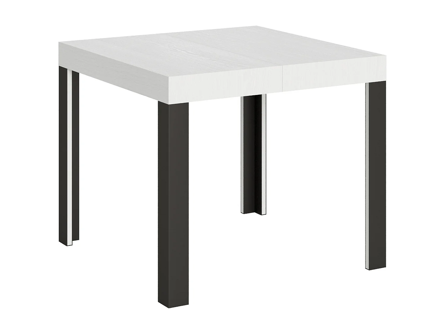 Table extensible 90x90/246 cm Linea Frêne Blanc cadre Anthracite