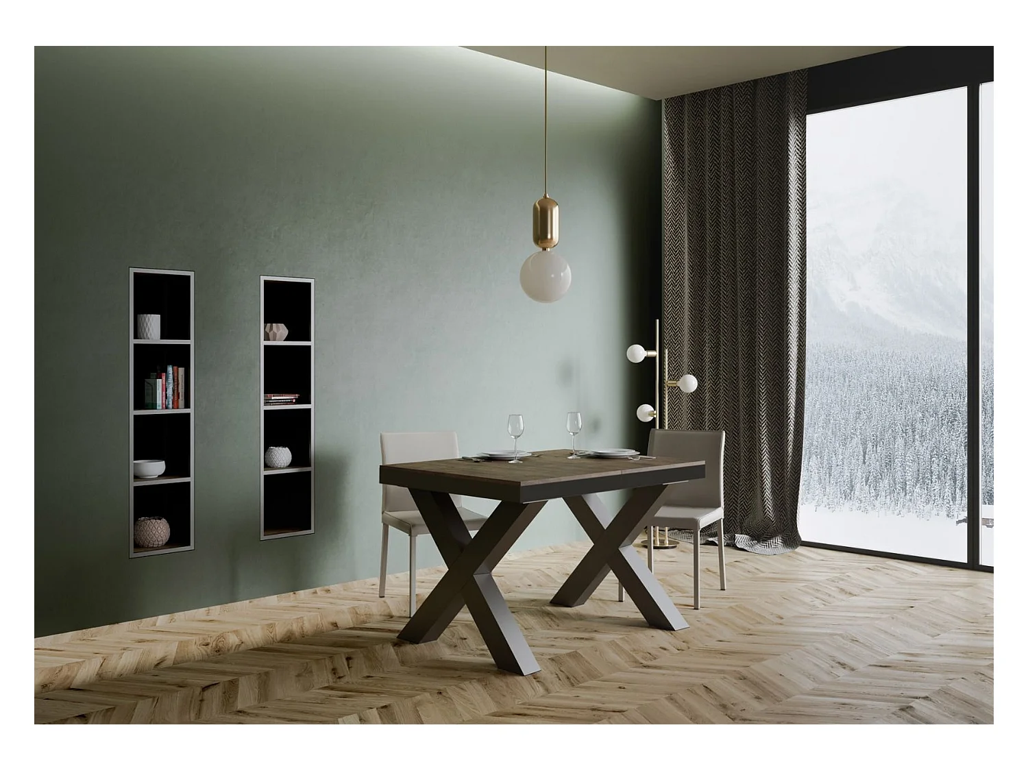 Tavolo allungabile 90x120/380 cm Traffic Evolution noce