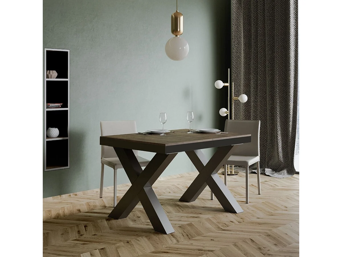 Table extensible 90x120/380 cm Traffic Evolution Noyer cadre Anthracite