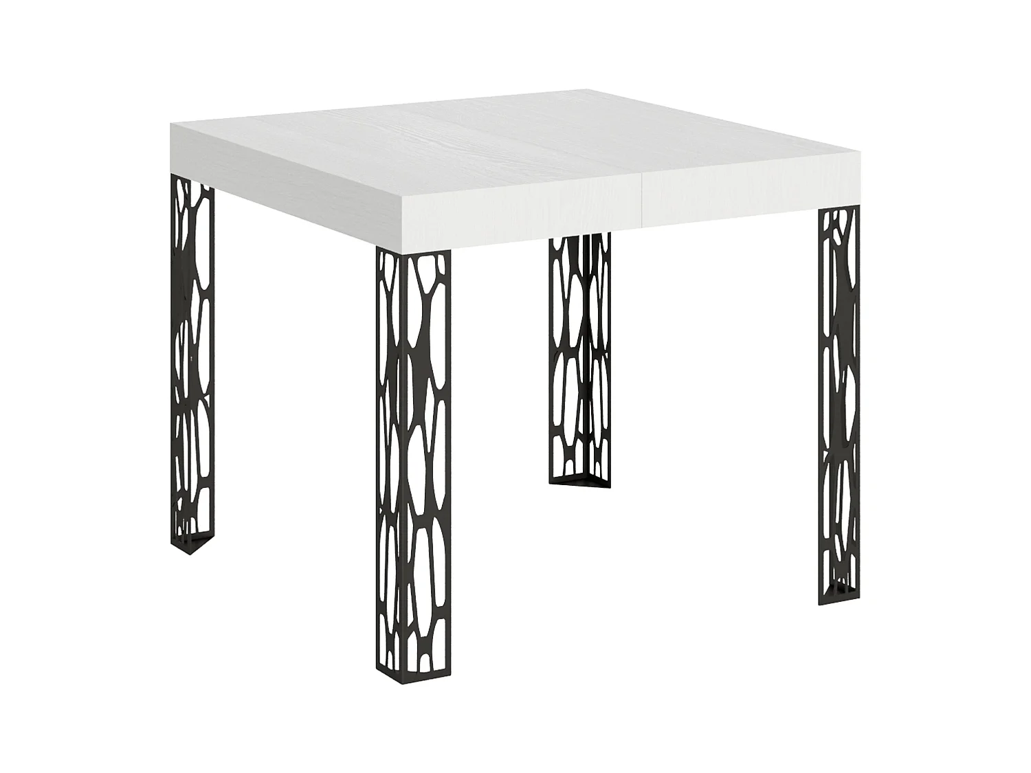 Table extensible 90x90/246 cm Ghibli Frêne Blanc cadre Anthracite