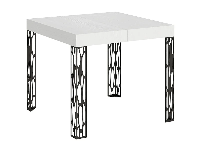 Uitschuifbare tafel 90x90/246 cm Ghibli eiken wit frame antraciet