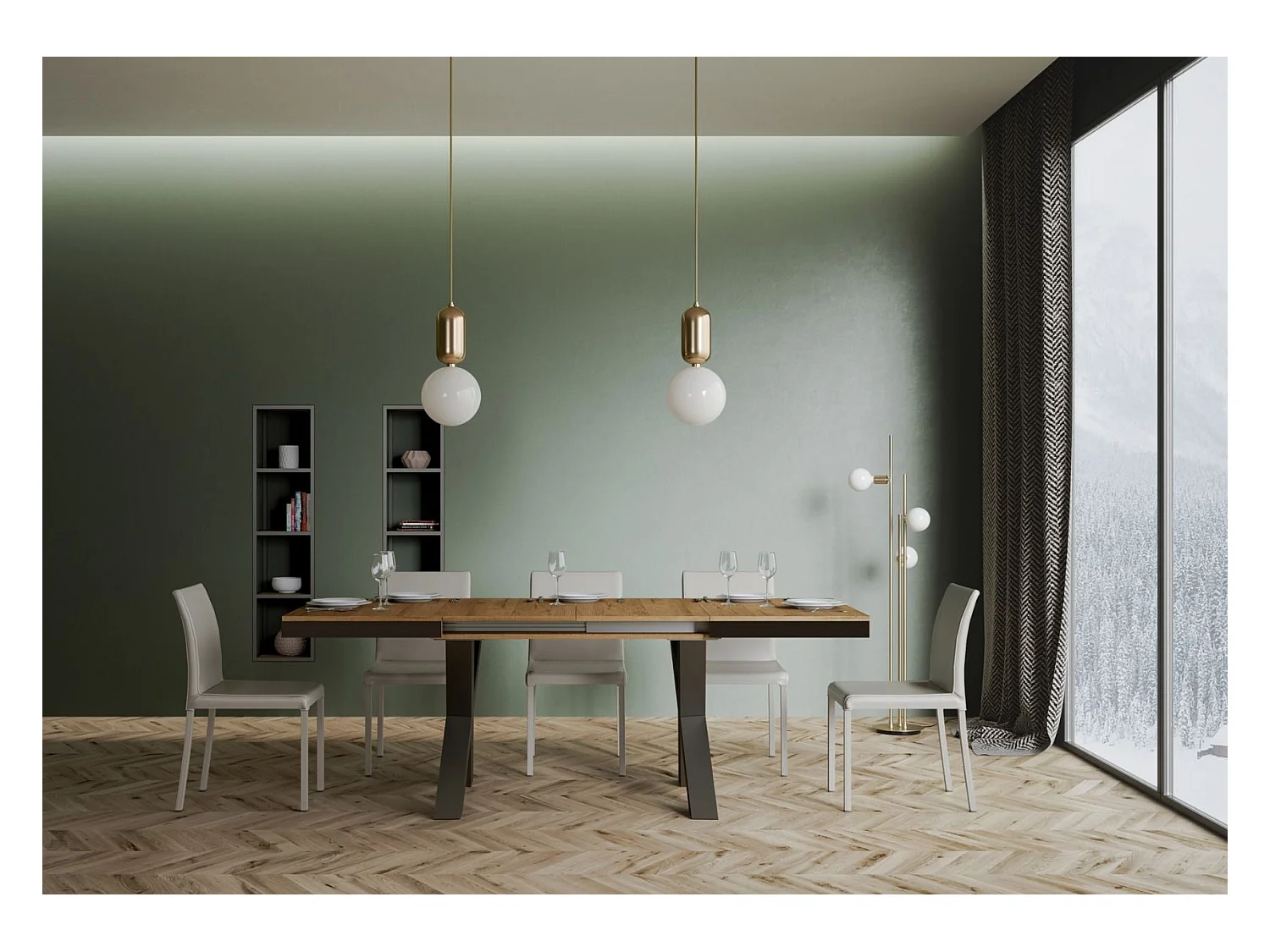 Uitschuifbare tafel 90x180/440 cm Traffic Evolution natuur eiken frame antraciet