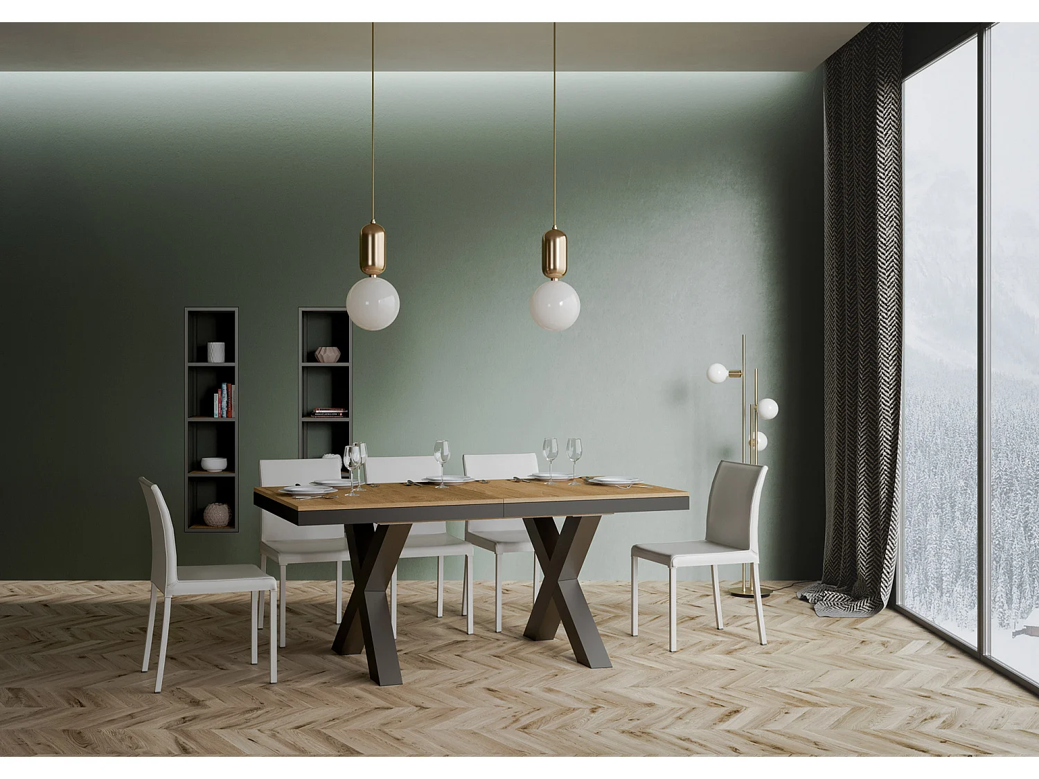 Table extensible 90x180/440 cm Traffic Evolution Chêne Nature cadre Anthracite