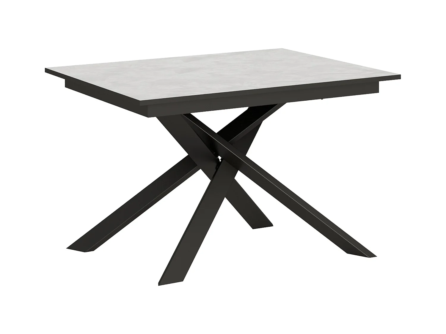 Table extensible 90x120/180 cm Ganty Blanc Spatulé bande de chante Anthracite cadre Anthracite