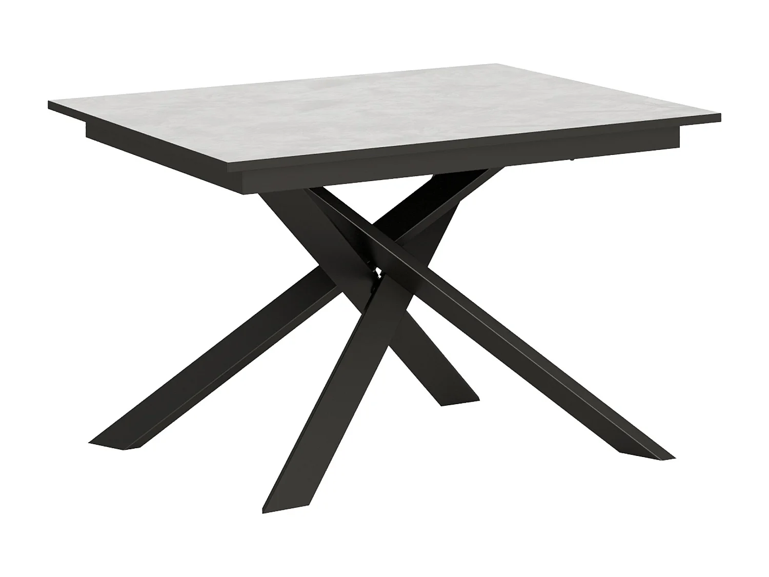 Table extensible 90x120/180 cm Ganty Blanc Spatulé bande de chante Anthracite cadre Anthracite