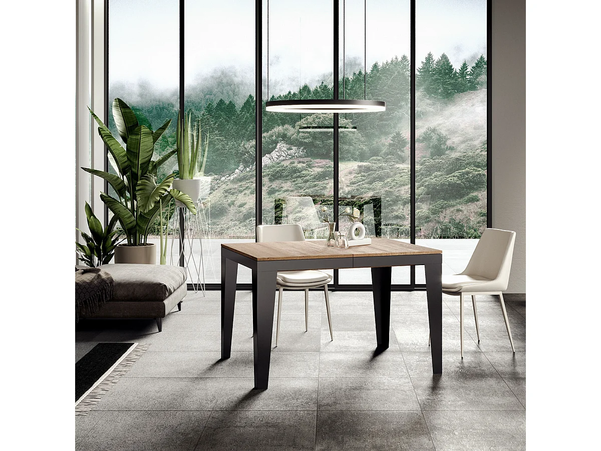 Ausziehtisch 160/420x90 cm Flame Evolution Eiche Natur Gestell und Füße Anthrazit
