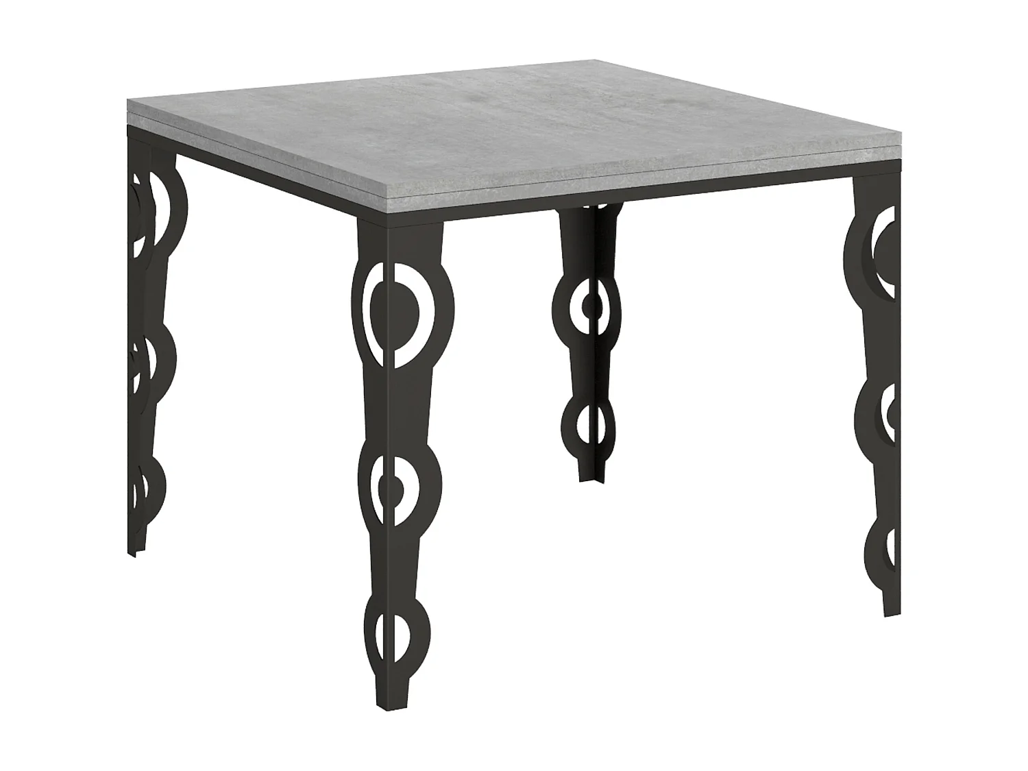 Uitklapbare tafel 90x90/180 cm Karamay Libra cement frame antraciet