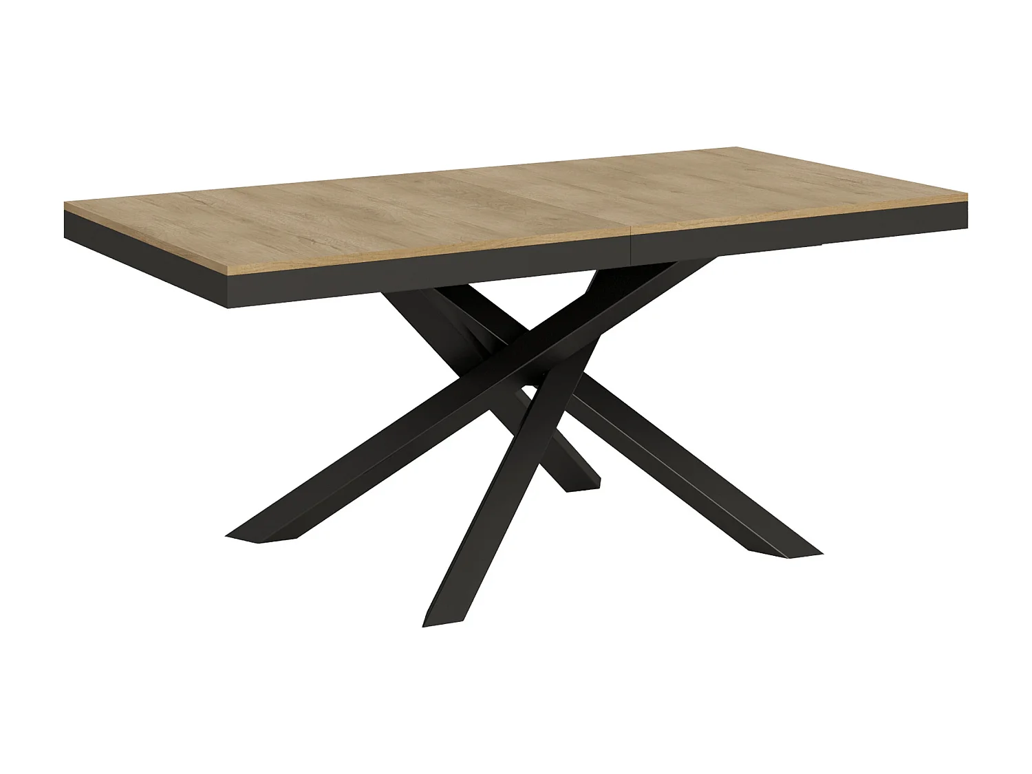 Uitschuifbare tafel 180/440x90 cm Volantis Evolution natuur eiken met antraciet frame en poten