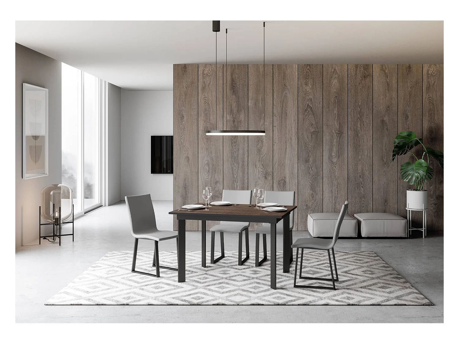 Mesa extensible 90x120/180 cm Cumar Nogal estructura Antracita