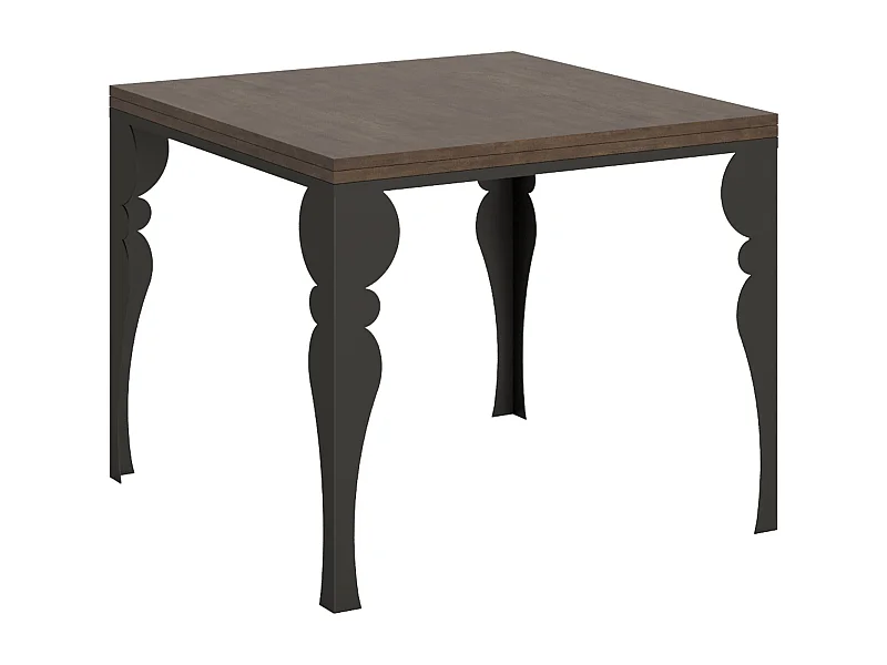 Uitklapbare tafel 90x90/180 cm Paxon Libra walnoot frame antraciet