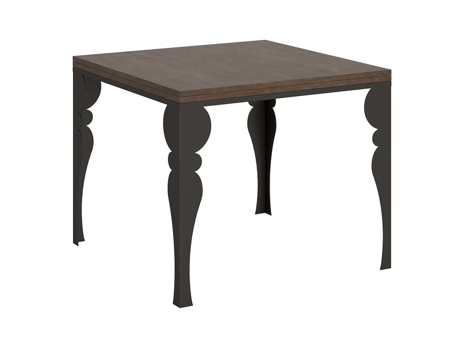 Table extensible portefeuille 90x90/180 cm Paxon Libra Noyer cadre Anthracite