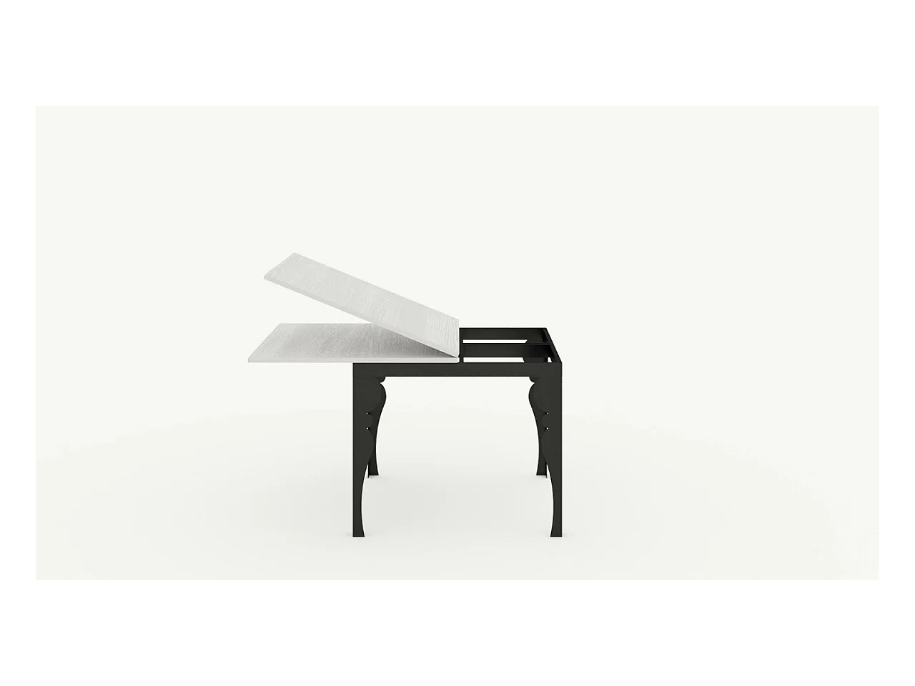 Table extensible portefeuille 90x90/180 cm Paxon Libra Noyer cadre Anthracite