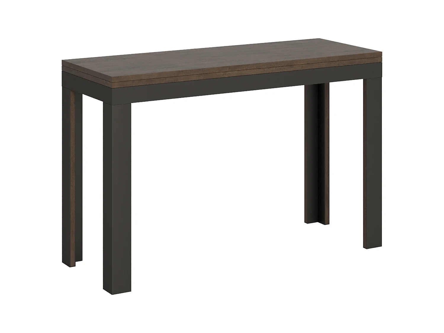 Table extensible portefeuille 120x45/90 cm Linea Double Noyer cadre Anthracite