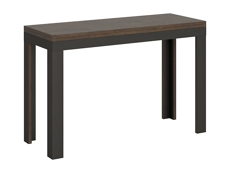Table extensible portefeuille 120x45/90 cm Linea Double Noyer cadre Anthracite