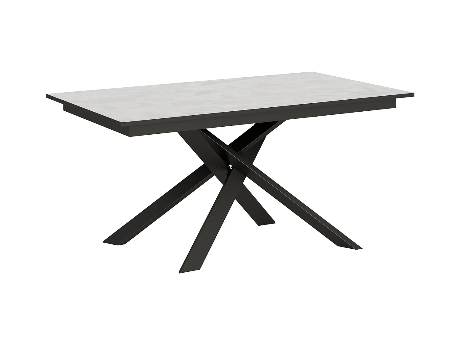 Table extensible 90x160/220 cm Ganty Blanc Spatulé bande de chante Anthracite cadre Anthracite