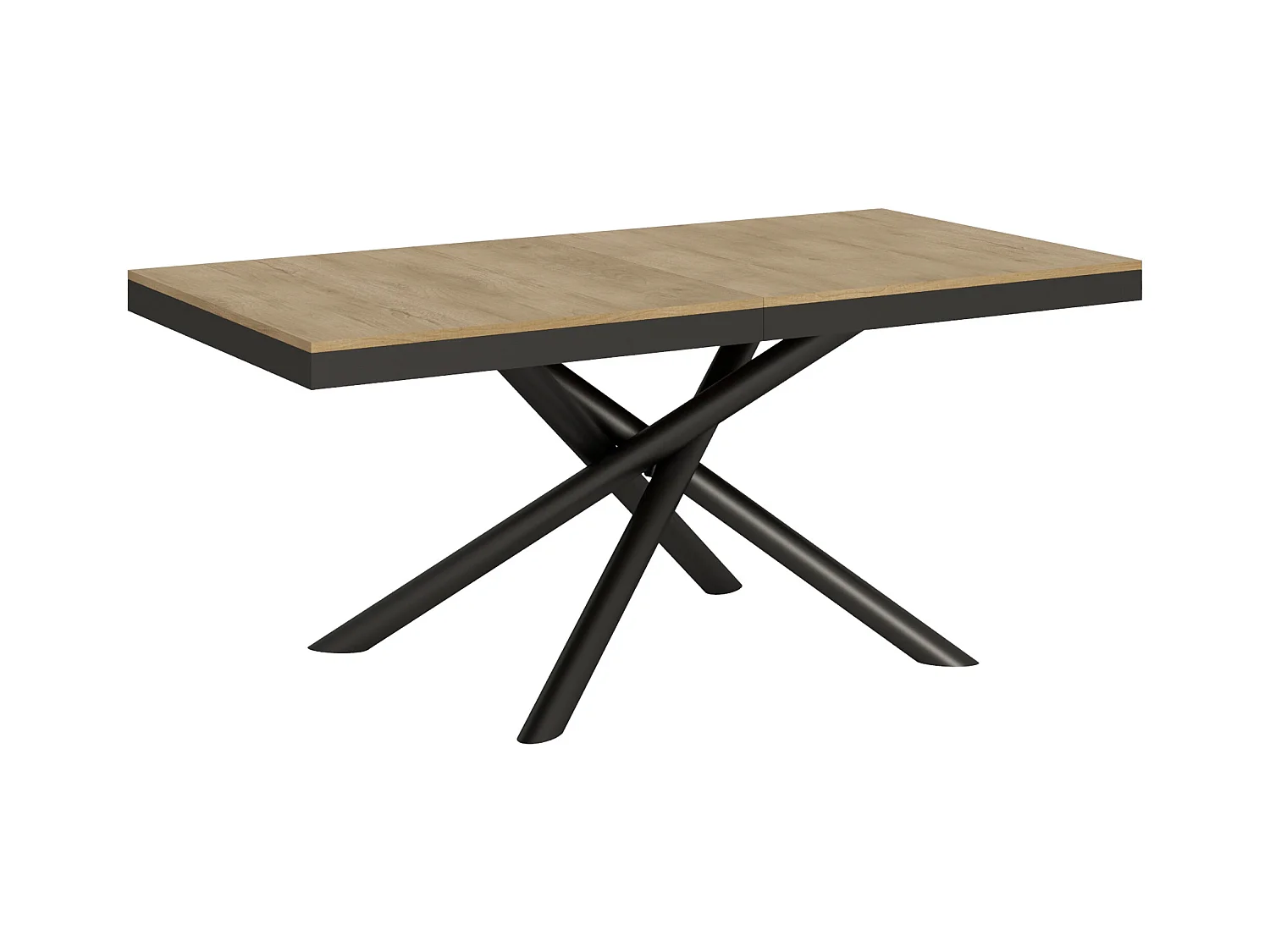 Table extensible 90x180/440 cm Famas Evolution Chêne Nature cadre Anthracite