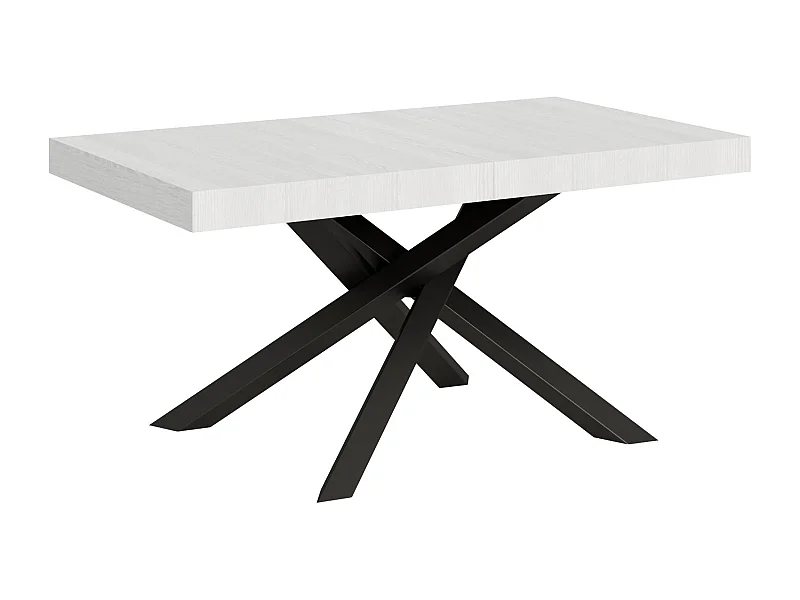 Table extensible 90x160/264 cm Volantis Frêne Blanc cadre Anthracite