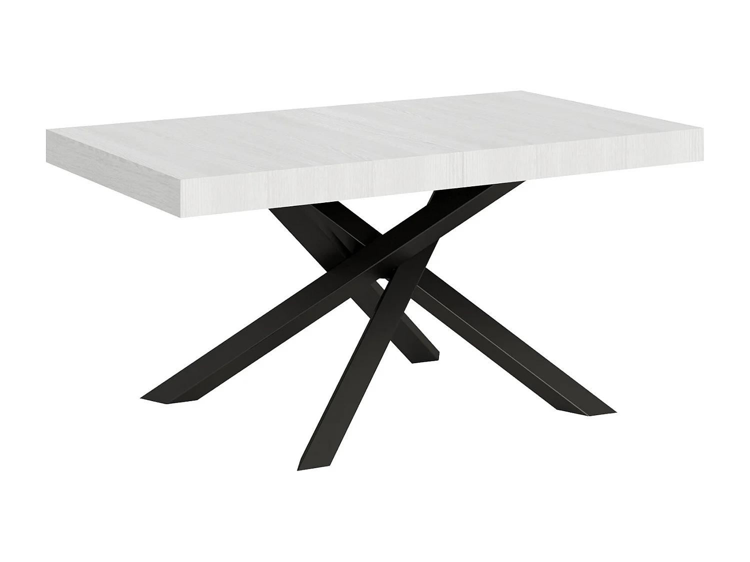 Table extensible 160/264x90 cm Volantis frêne blanc pieds anthracite