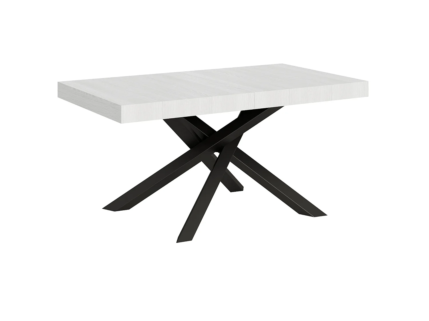 Table extensible 160/264x90 cm Volantis frêne blanc pieds anthracite