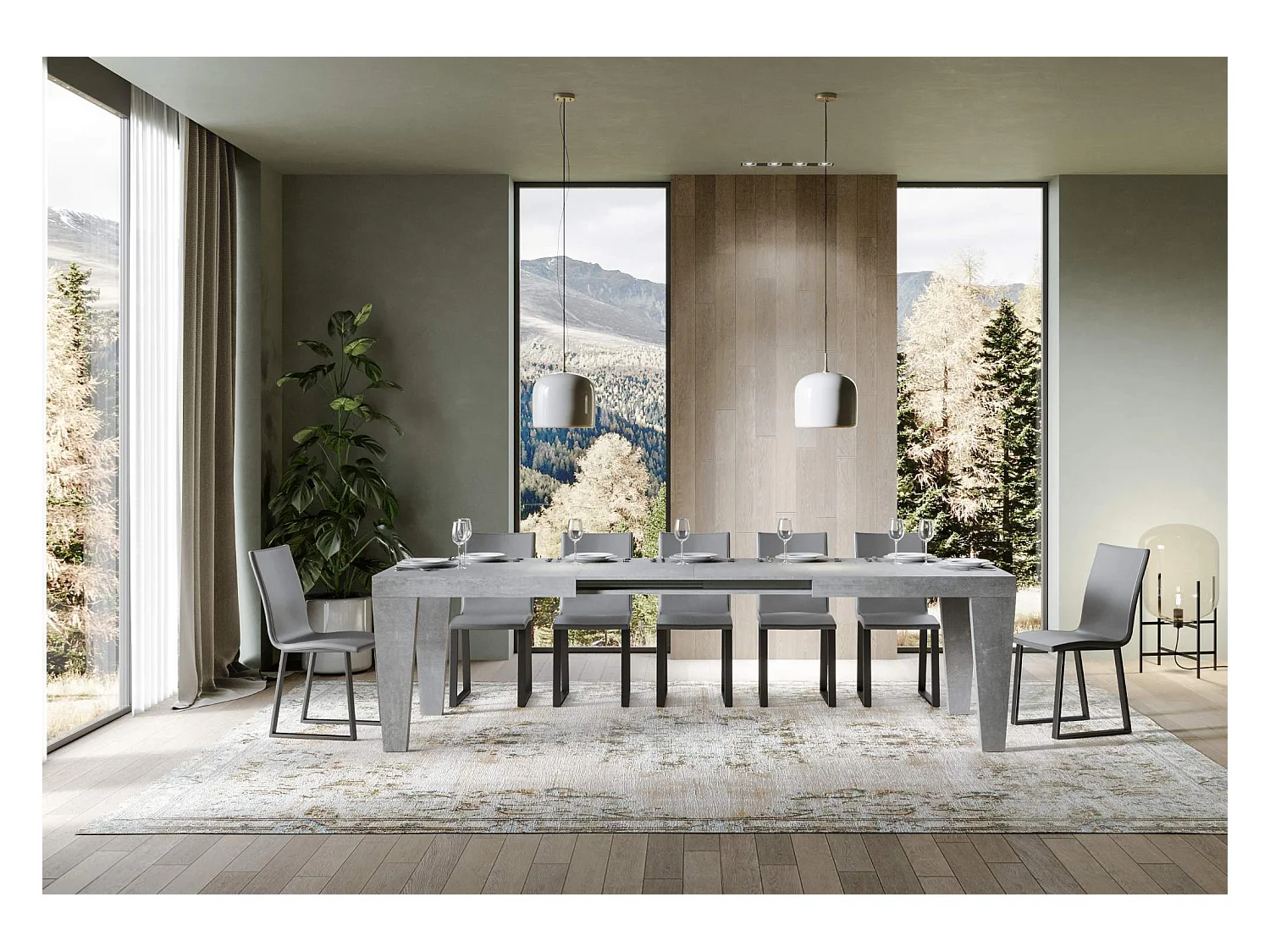 Ausziehbarer Tisch 90x180/284 cm Spimbo Cemento