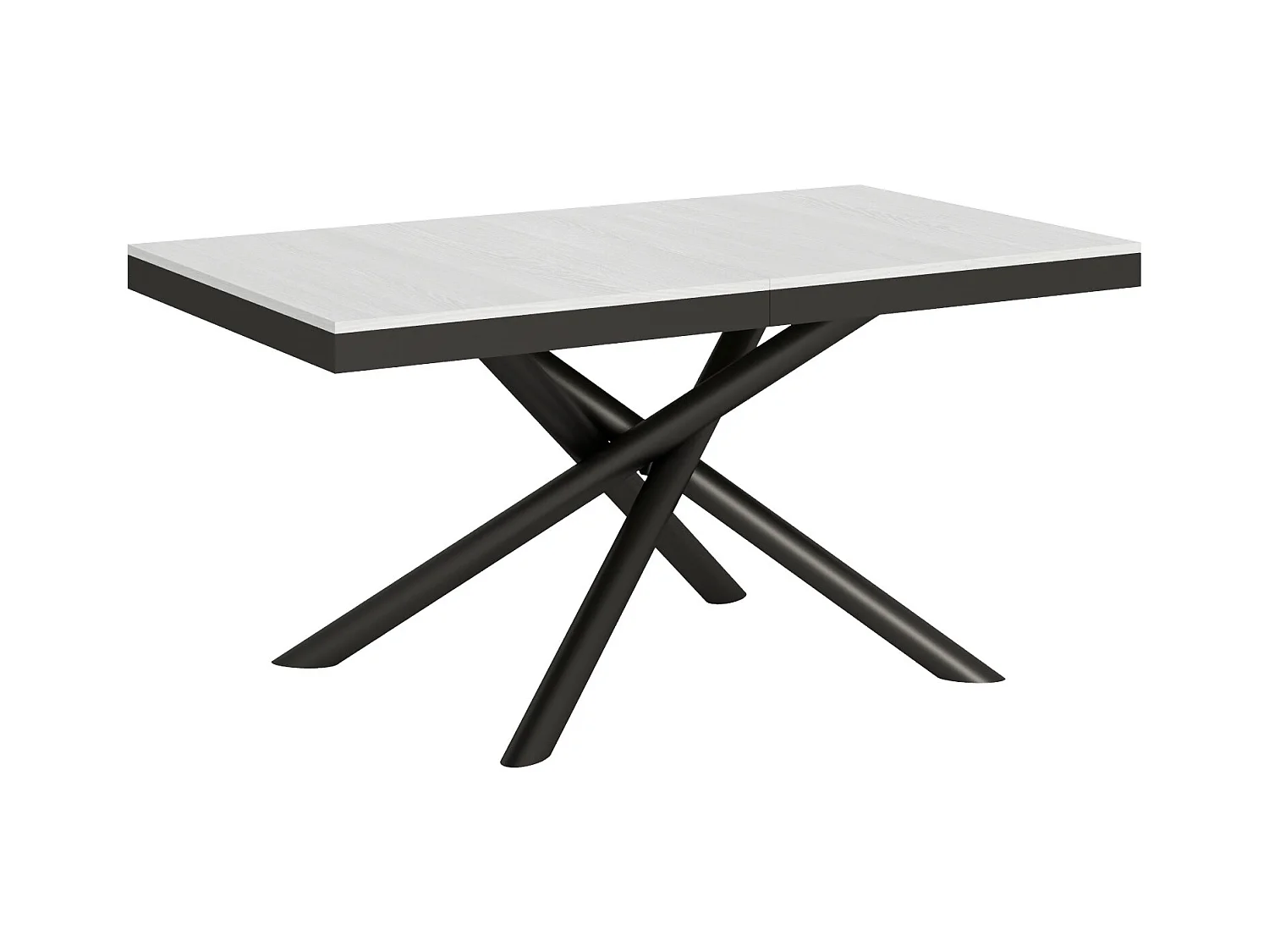 Table extensible 90x160/264 cm Famas Evolution Frêne Blanc cadre Anthracite
