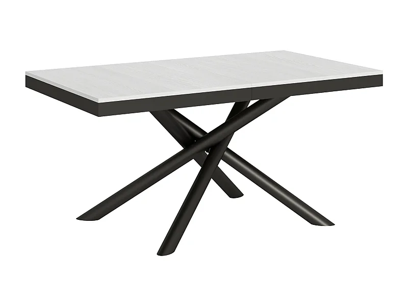 Mesa de jantar extensível 90x160/264 cm Famas Evolution Cinza Branca quadro Antracite