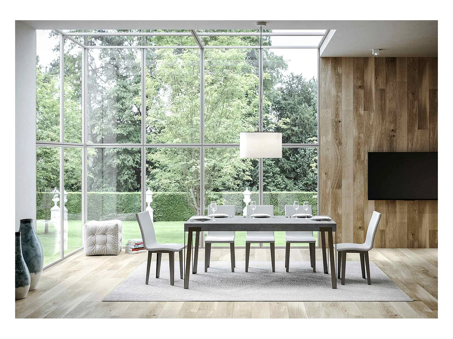 Mesa de jantar extensível 90x180/284 cm Rio Cimento quadro Antracite