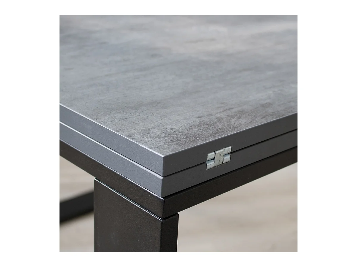 Table extensible portefeuille 90x90/180 cm Tecno Libra Gris Béton cadre Anthracite