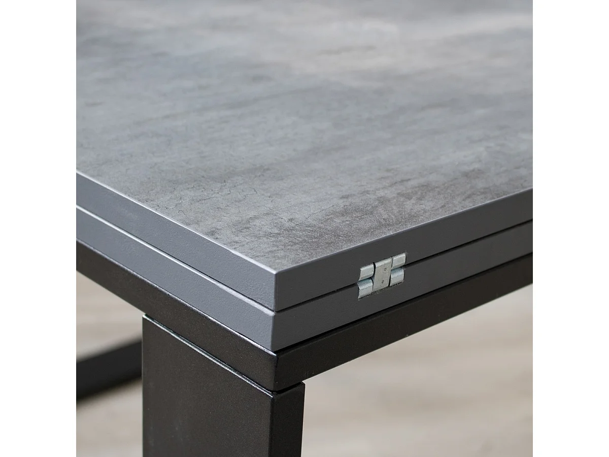 Table extensible portefeuille 90x90/180 cm Tecno Libra Gris Béton cadre Anthracite